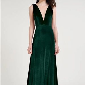 Jenny Yoo Logan Dress in Emerald Velvet | Size 4